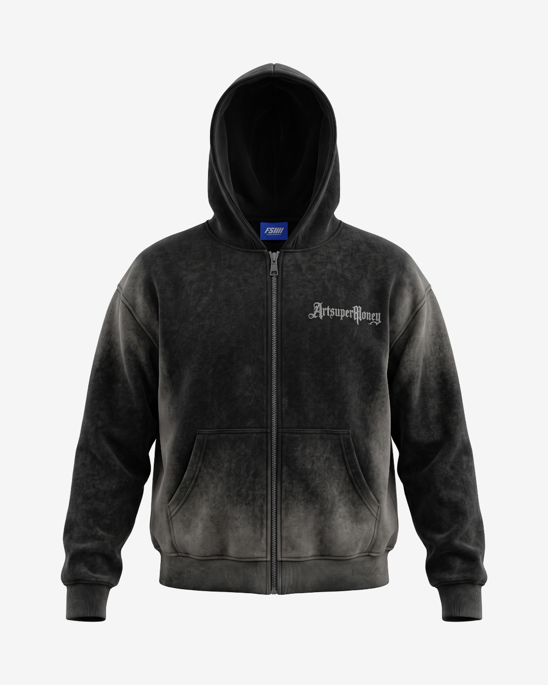 ART SUPERMONEY ZIP HOODIE T-BAR BLACK