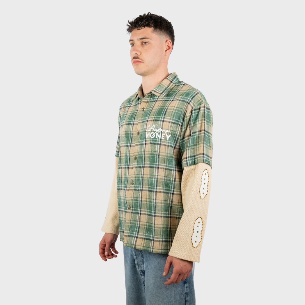 PAPER MONEY - CAMICIA LAYERED GREEN