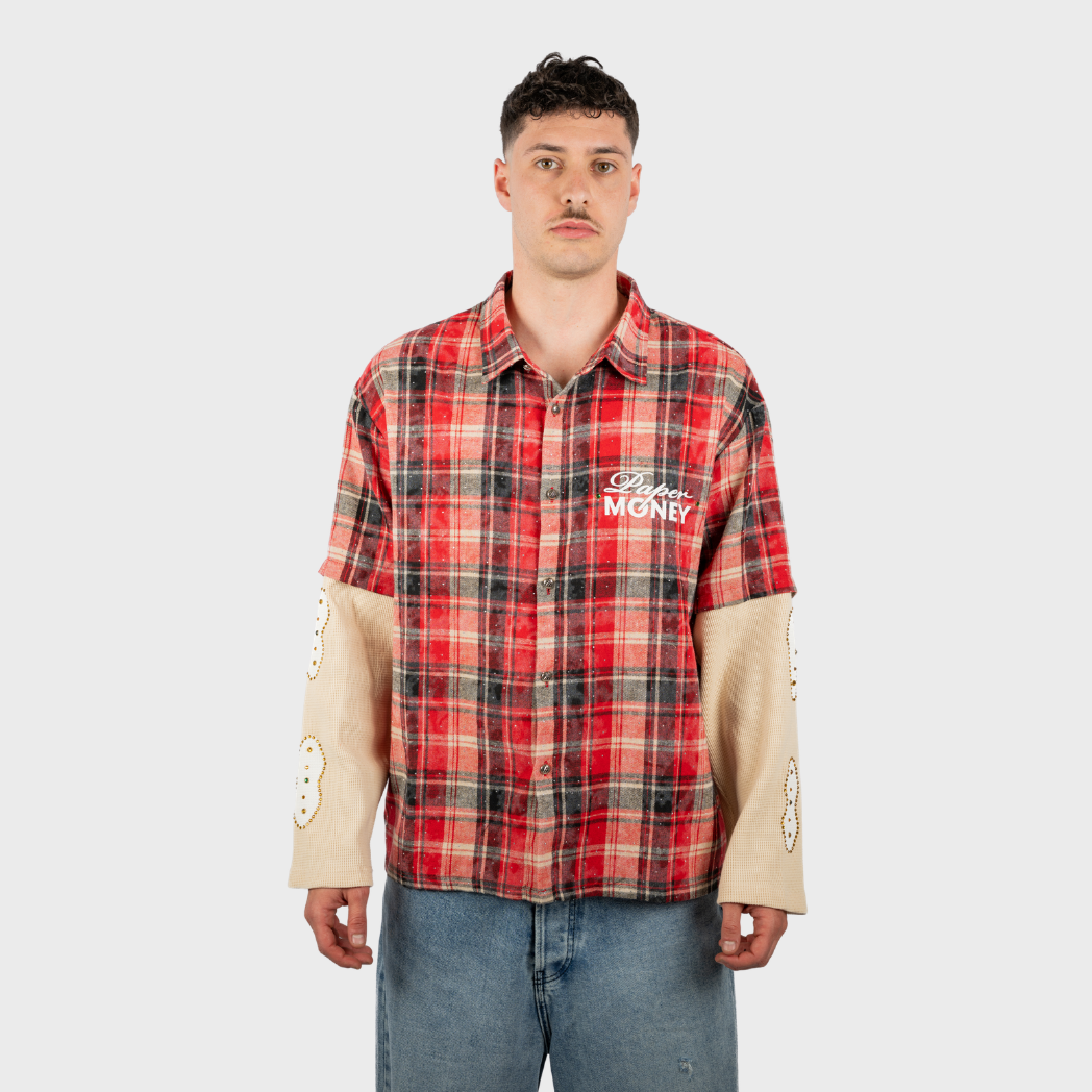 PAPER MONEY - CAMICIA LAYERED RED