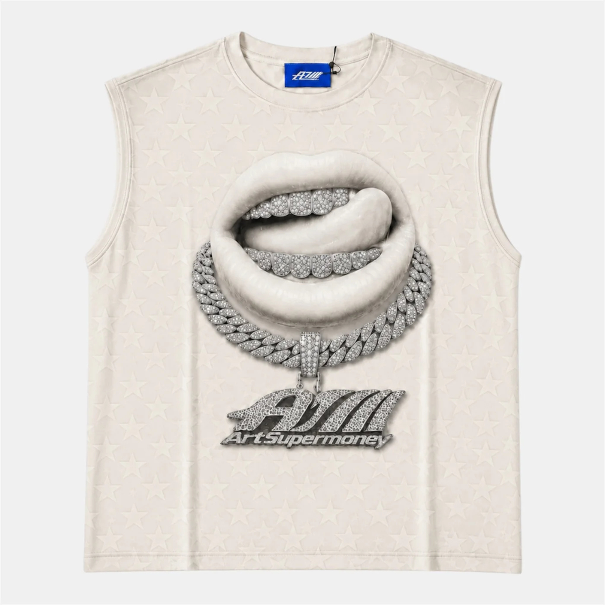 Artsupermoney White Lips Sleveless Tee