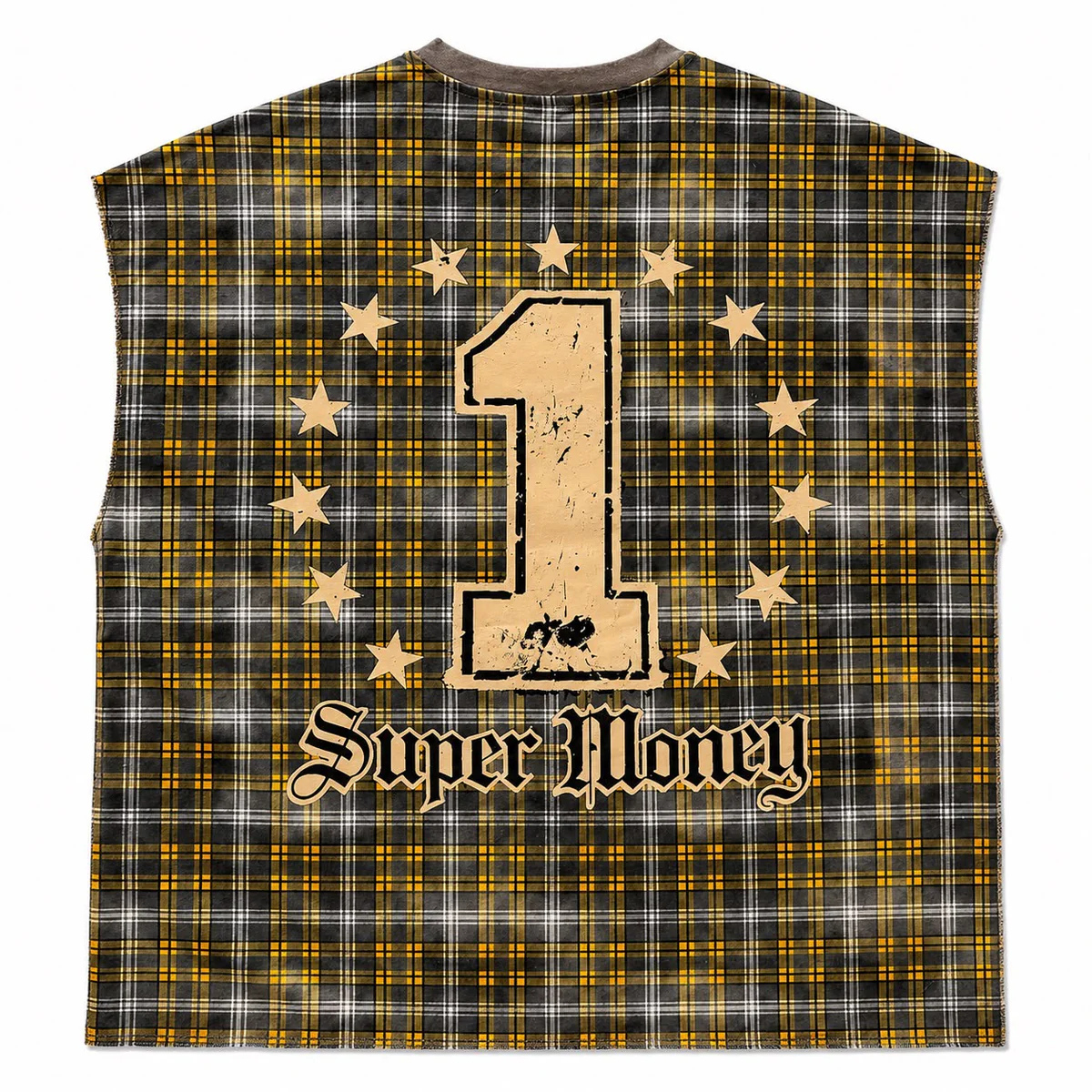 Artsupermoney Sleveless Tee Grillz - Check Yellow