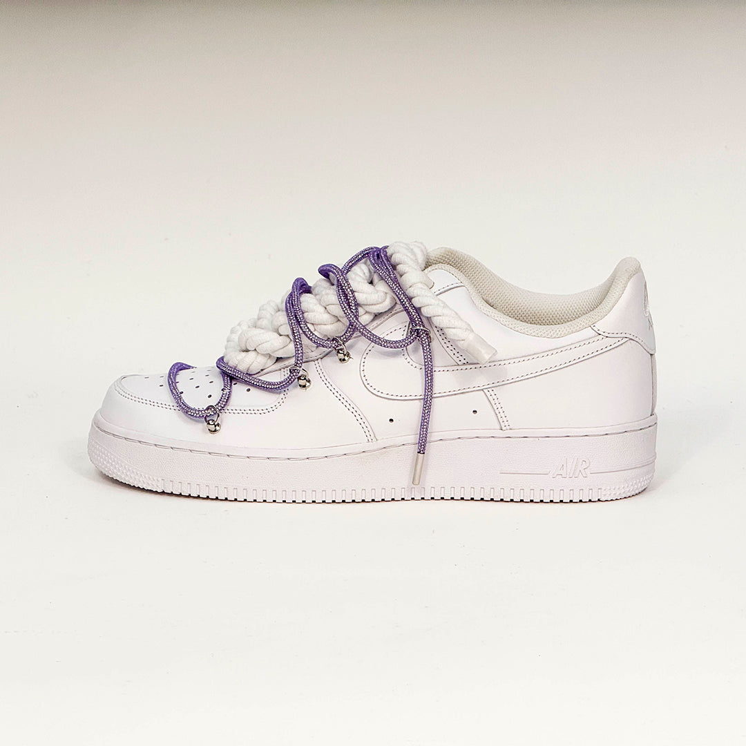 Air Force Corda Laces White W/Purple Overlaces