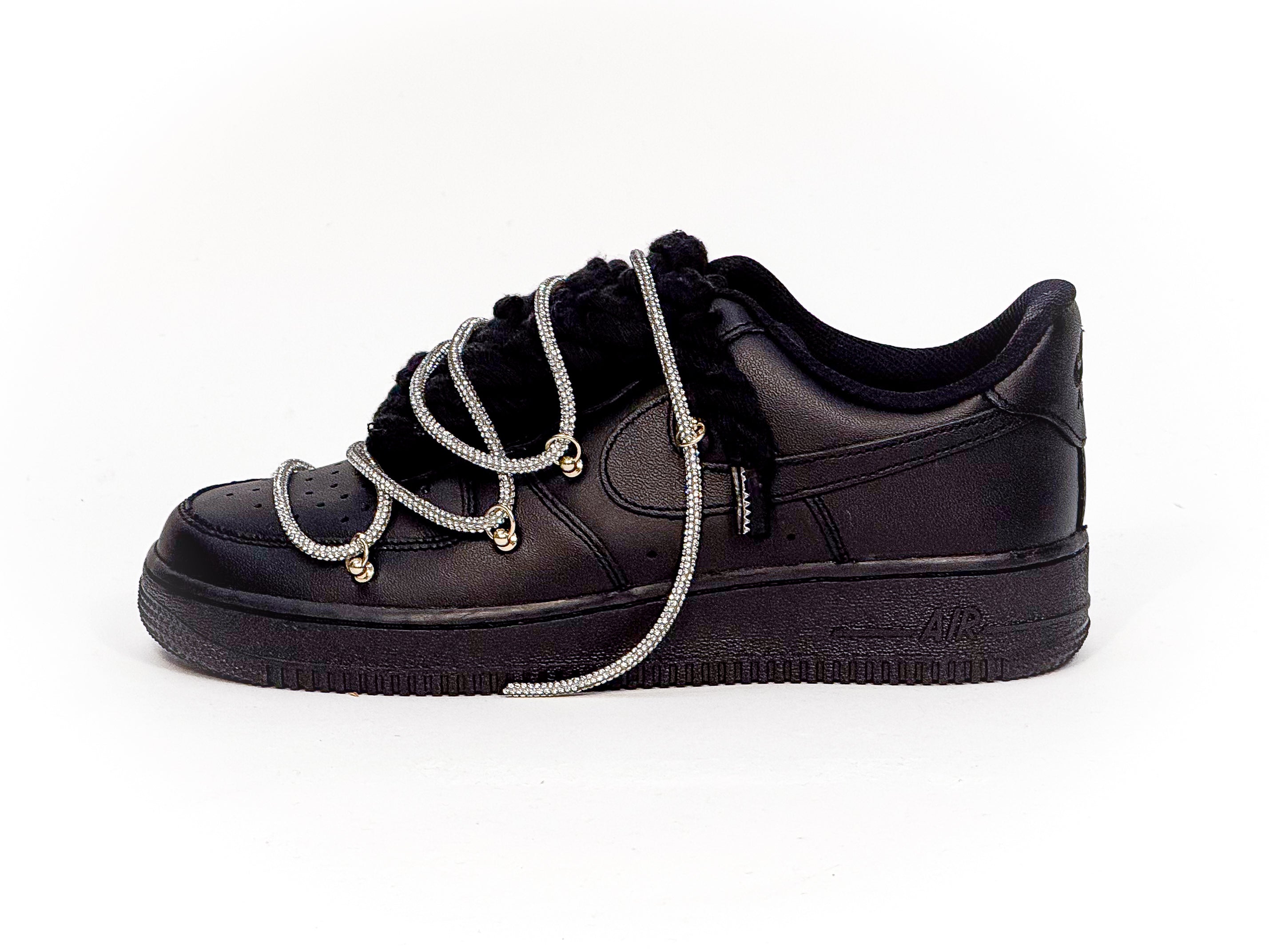 Air Force Black W/Black Glitter Overlaces