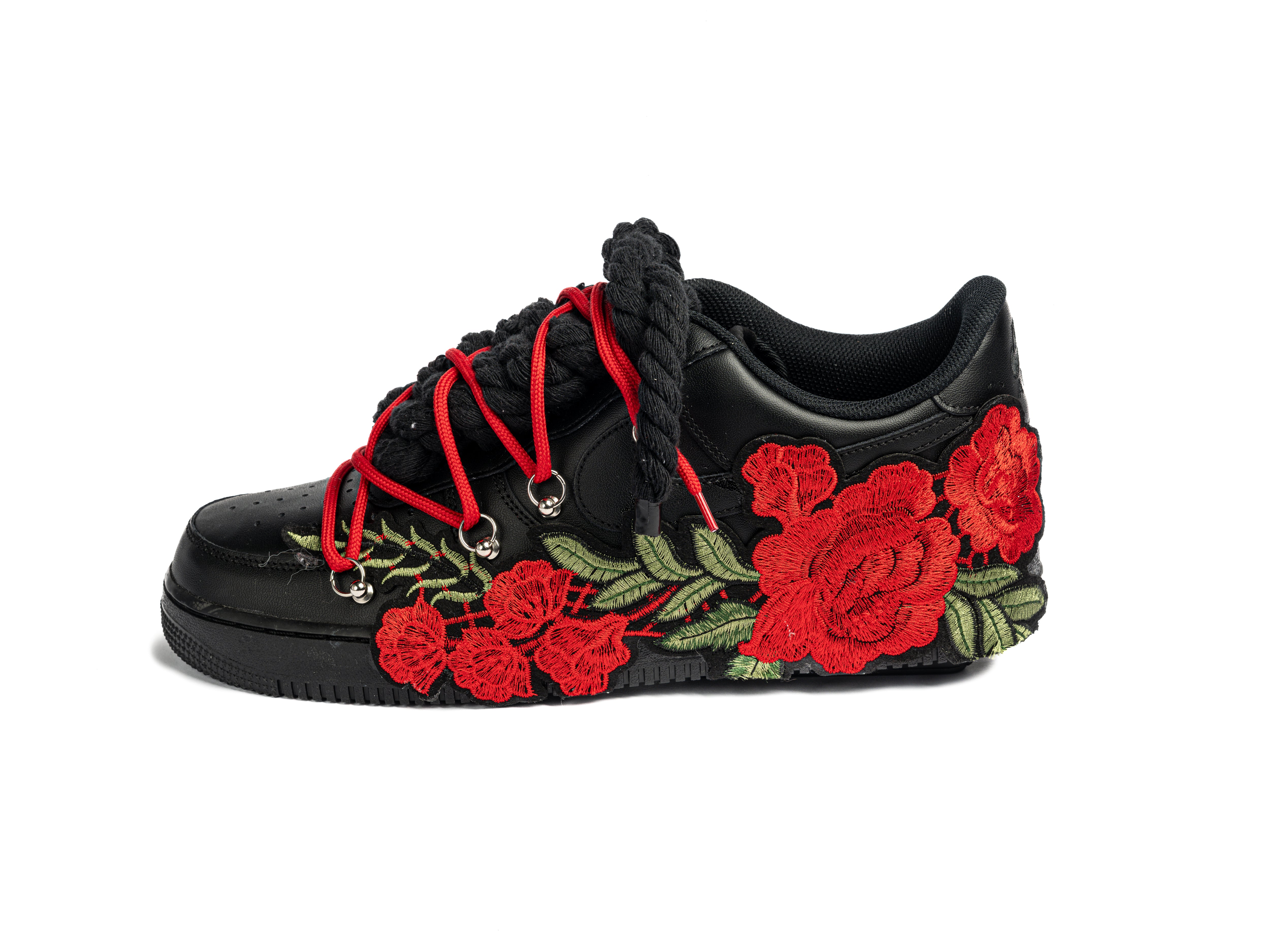 Air Force 1 BLACK RED ROSES