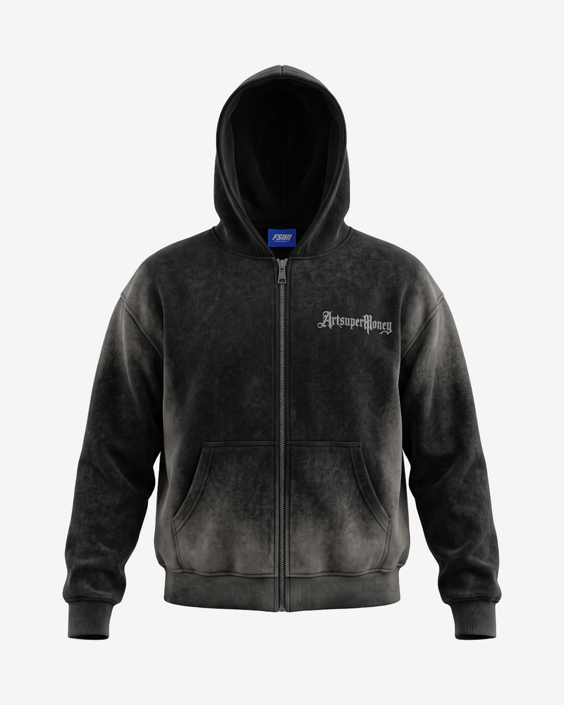 ART SUPERMONEY ZIP HOODIE T-BAR BLACK