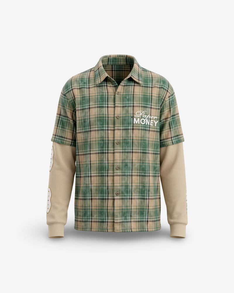 PAPER MONEY - CAMICIA LAYERED GREEN