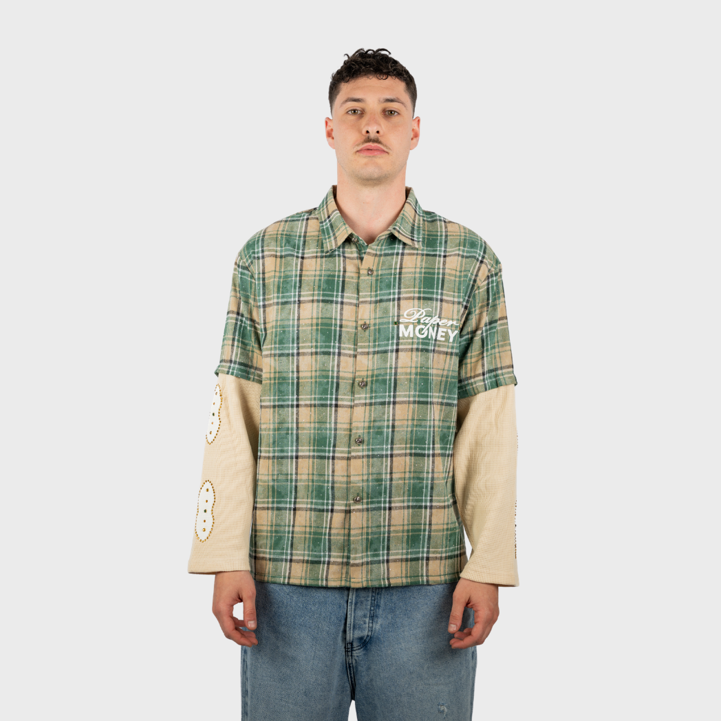 PAPER MONEY - CAMICIA LAYERED GREEN