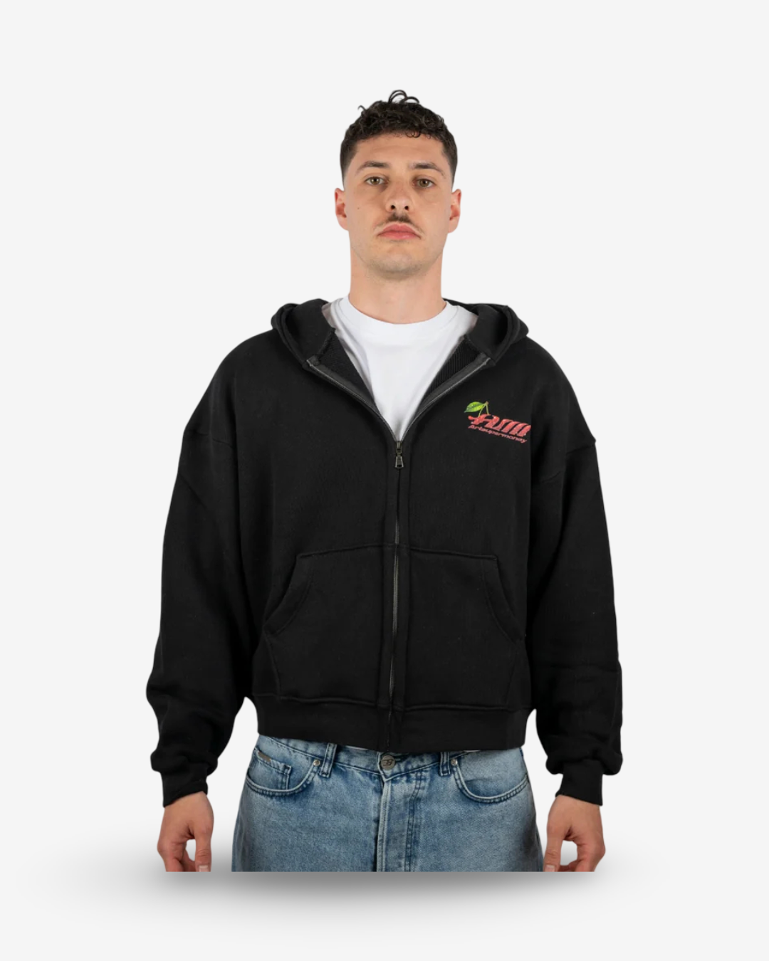 Artsupermoney Zip Hoodie Cherry - Nero