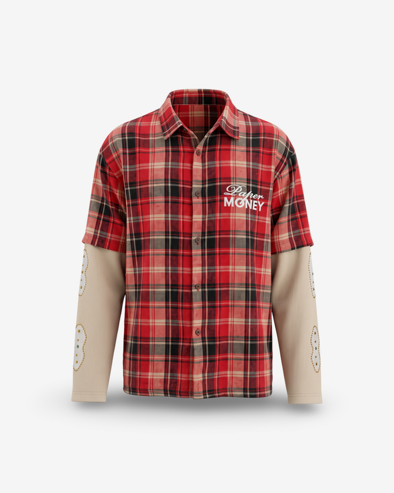 PAPER MONEY - CAMICIA LAYERED RED