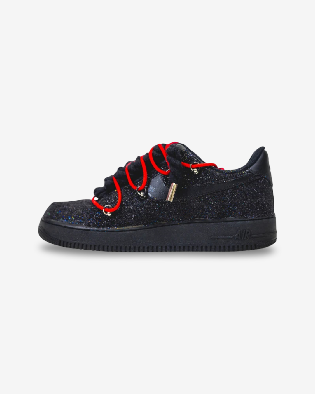 Air Force 1 Corda Laces Black Glitter w/ Overlaces