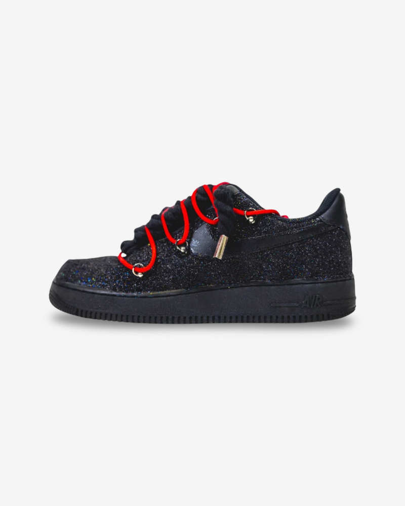Air Force 1 Corda Laces Black Glitter w/ Overlaces