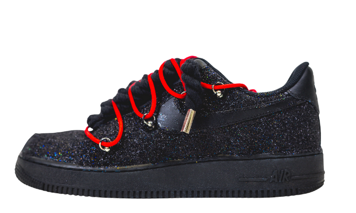 Air Force 1 Corda Laces Black Glitter w/ Overlaces