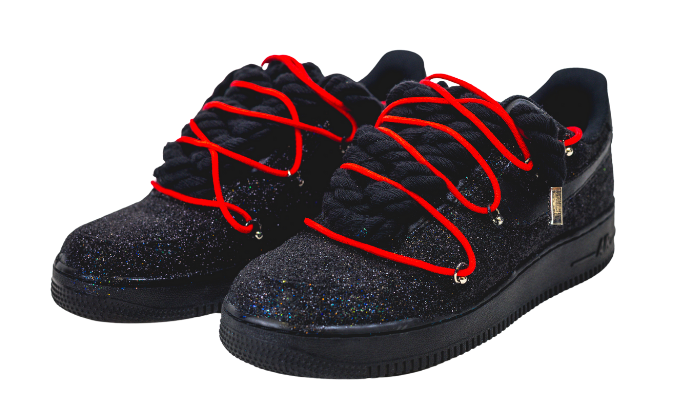 Air Force 1 Corda Laces Black Glitter w/ Overlaces