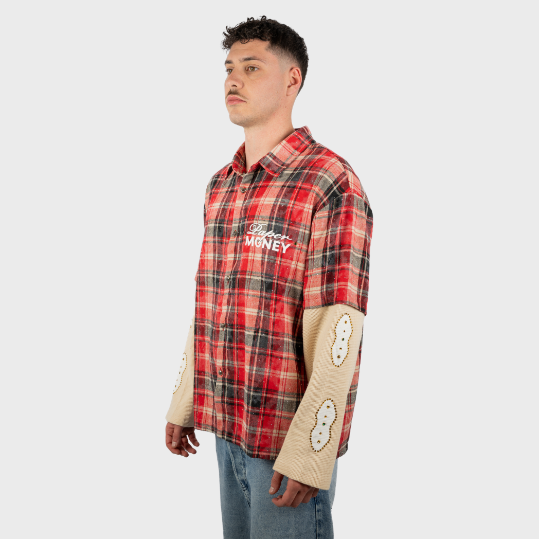 PAPER MONEY - CAMICIA LAYERED RED
