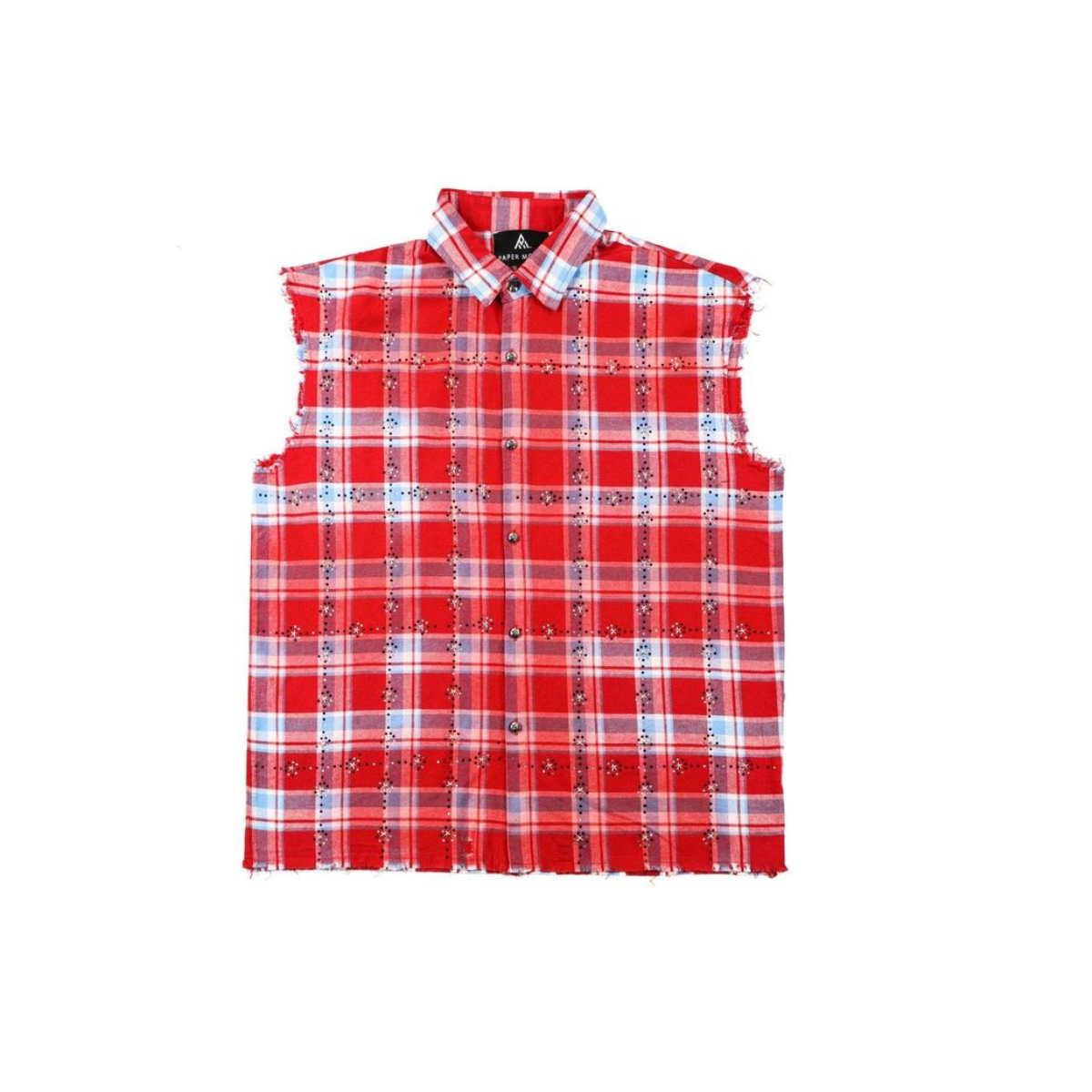 PAPER MONEY - RHINESTONES SLEVELESS FLANNEL RED