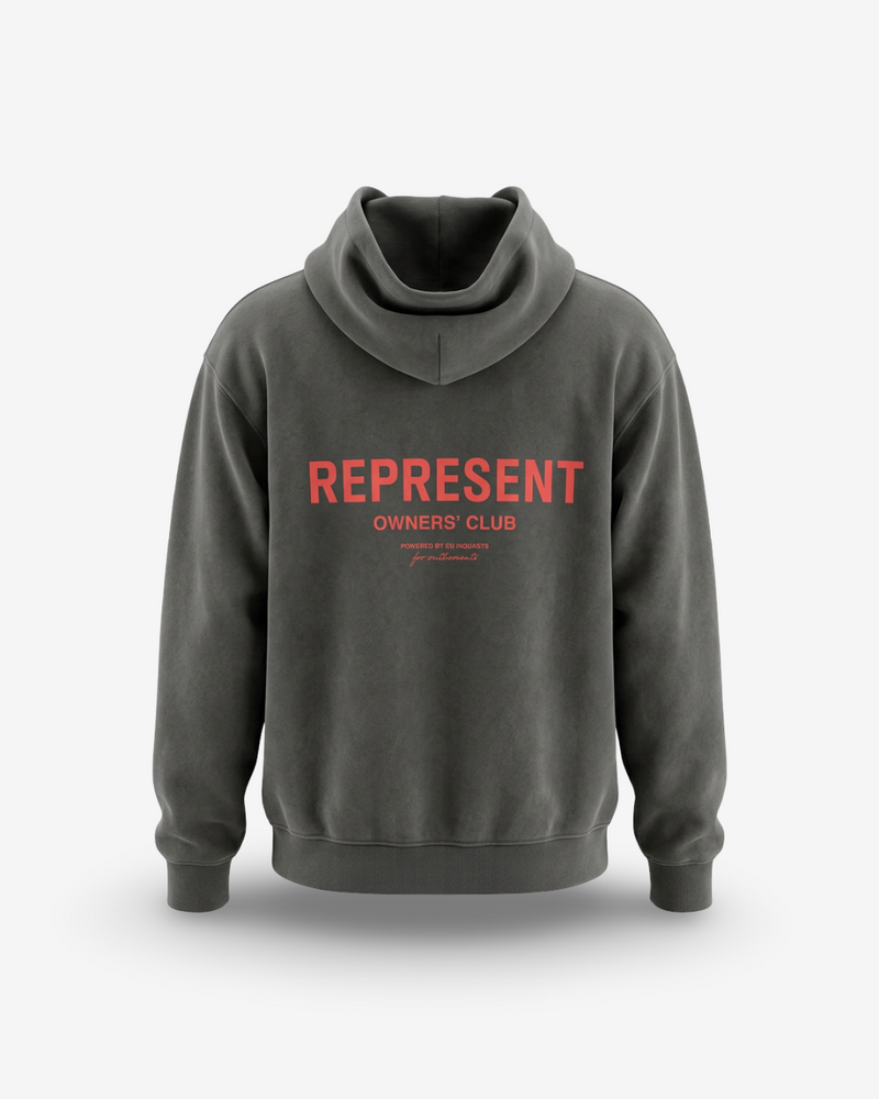 REPRESENT - FELPA CAPPUCCIO GRIGIO/ROSSO