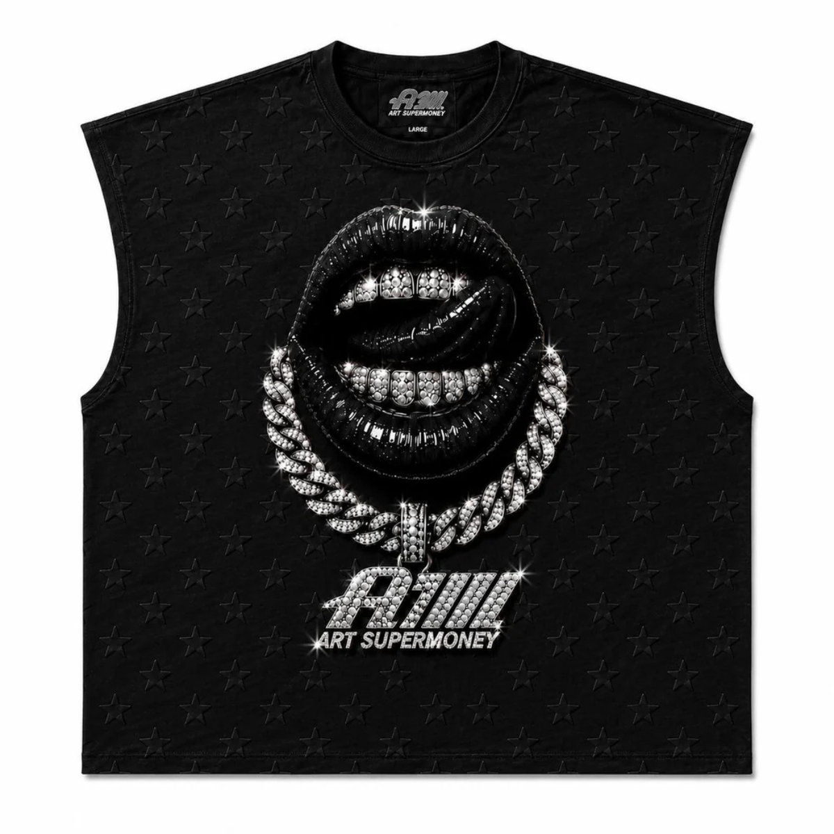 Artsupermoney Black Lips Sleveless Tee