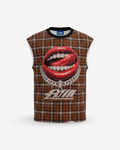 Artsupermoney Sleveless Tee Grillz - Check Orange