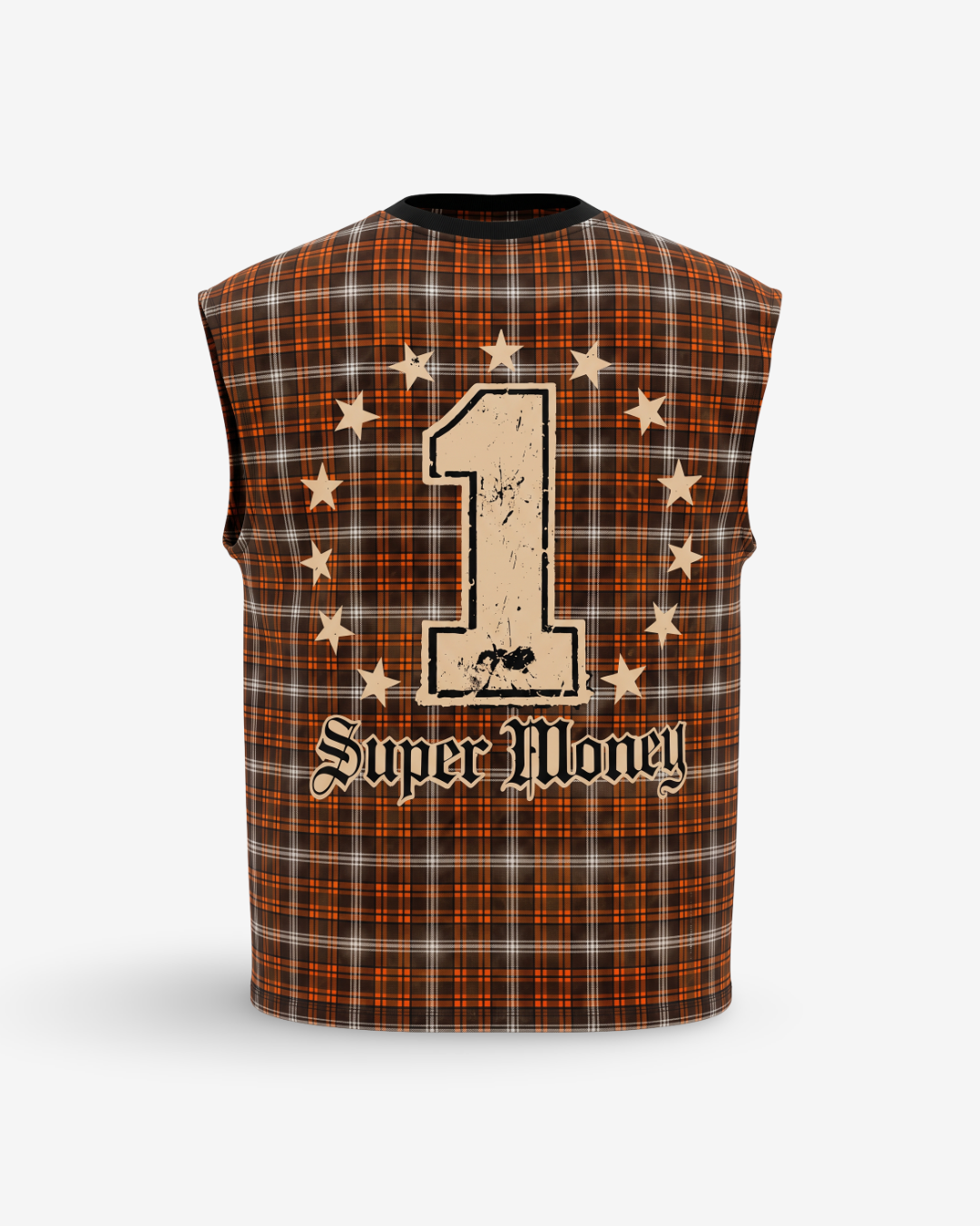 Artsupermoney Sleveless Tee Grillz - Check Orange