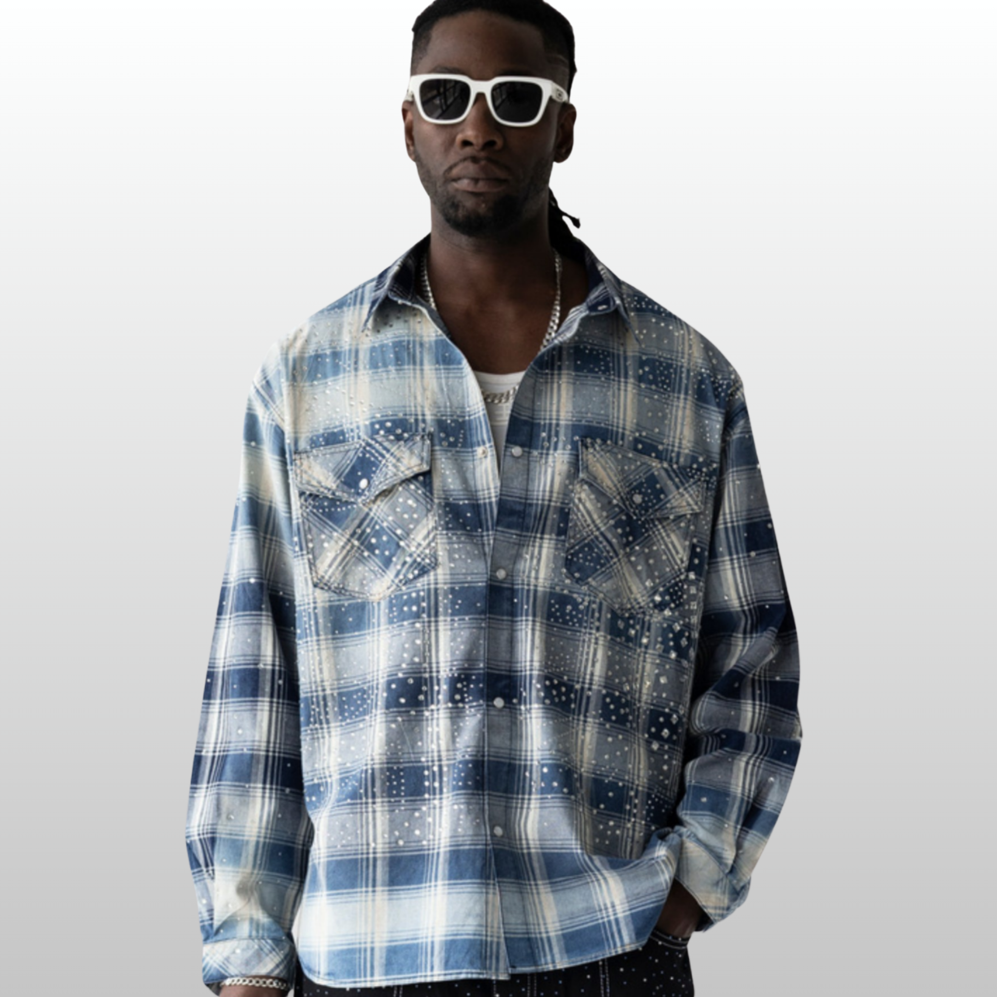 Black Island Crystal Shirt - Blue