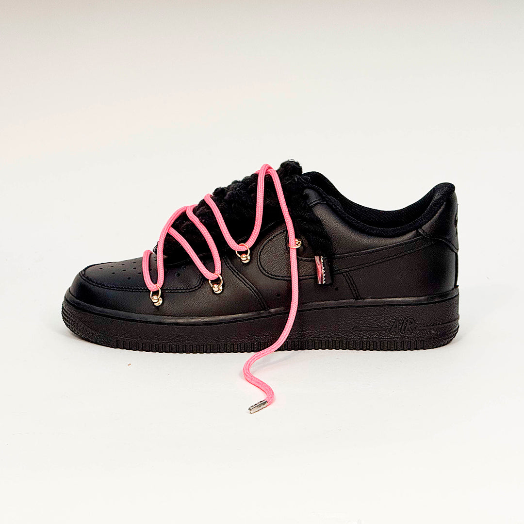 Air Force 1 Corda Laces Black W/Pink Overlaces