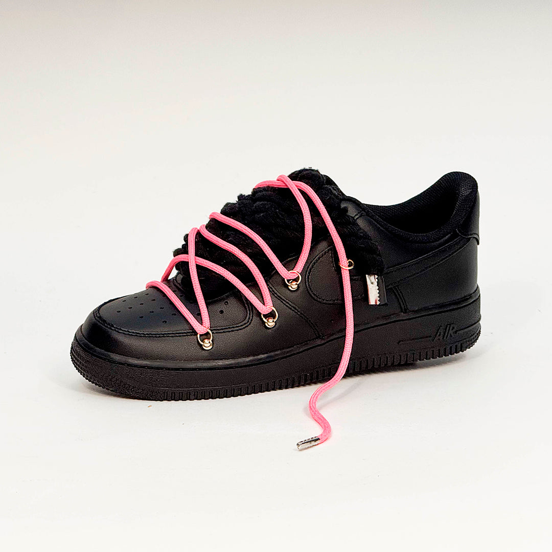 Air Force 1 Corda Laces Black W/Pink Overlaces