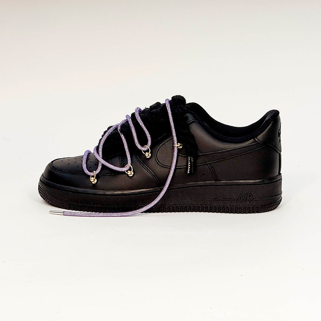 Air Force 1 Corda Laces Black W/Purple Overlaces