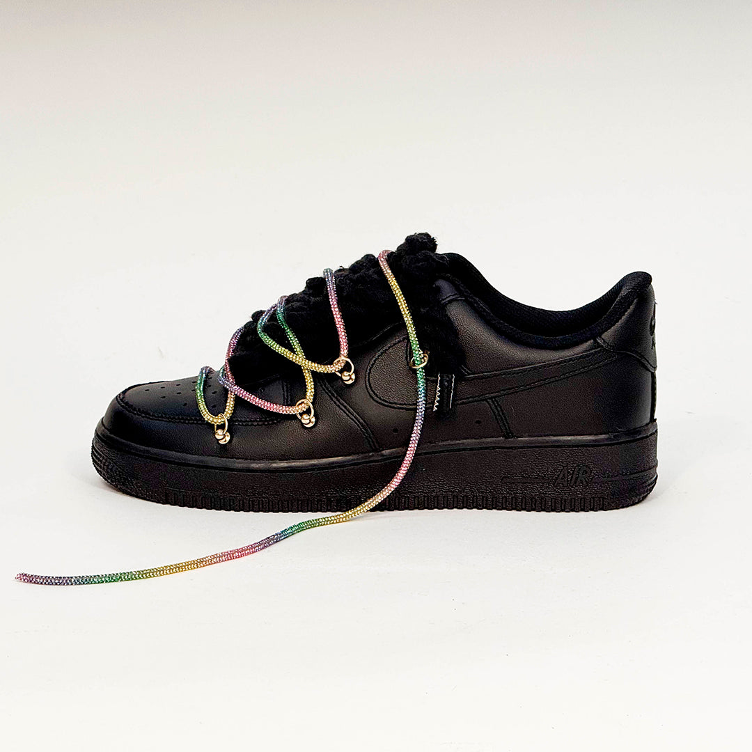 Air Force 1 Corda Laces Black W/Rainbow Overlaces