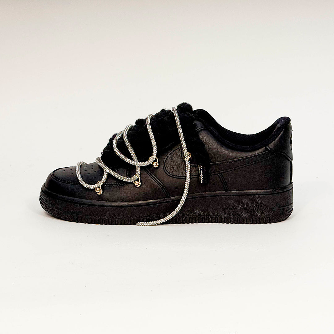 Air Force 1 Corda Laces Black W/Silver Overlaces