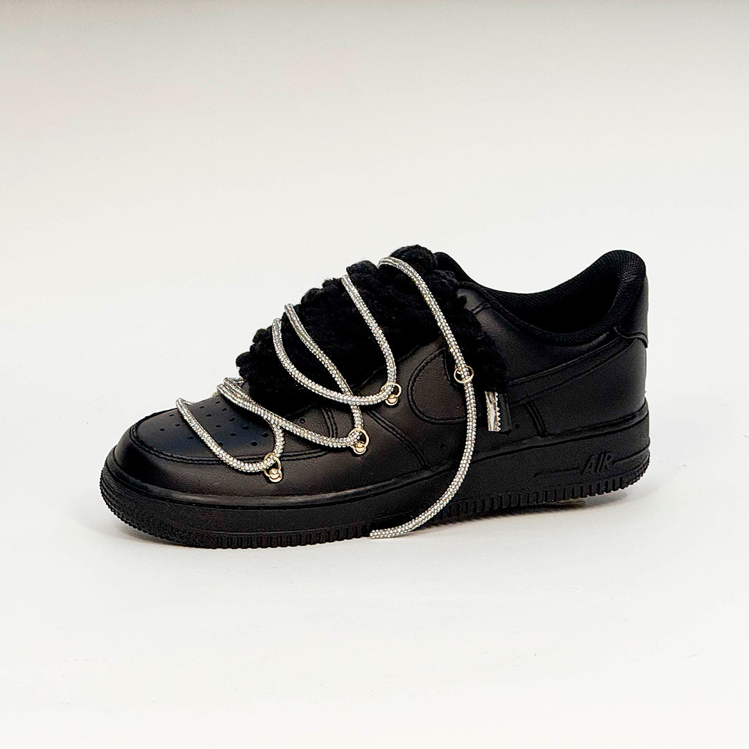 Air Force 1 Corda Laces Black W/Silver Overlaces