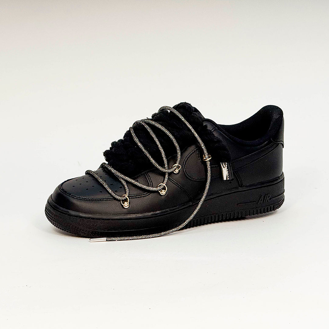 Air Force 1 Corda Laces Black W/Black Glitter Overlaces