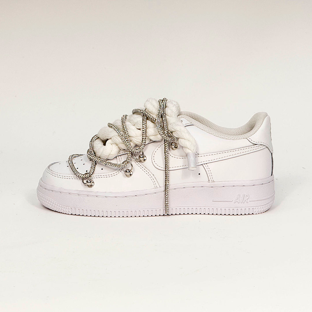 Air Force 1 Corda Laces White Silver Overlaces