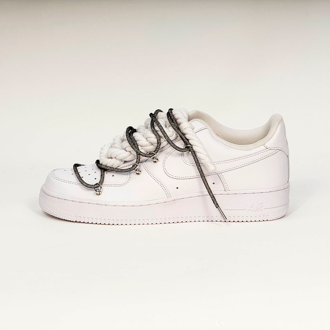 Air Force 1 Corda Laces White W/Smoke Glitter Overlaces