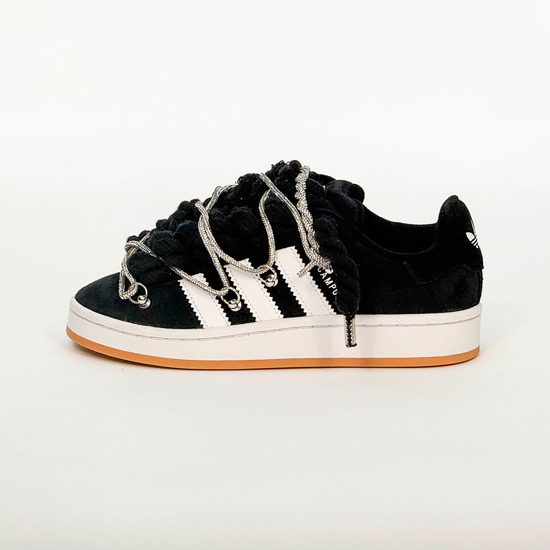 Adidas Campus 00s Core Black Corda Laces W/Silver Overlaces