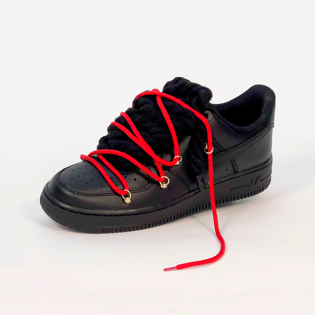 Air Force 1 Corda Laces Black Red Overlaces