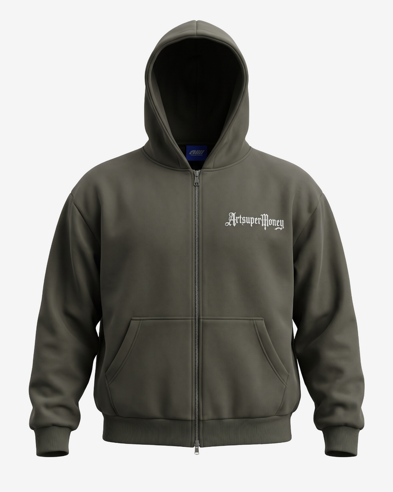 ART SUPERMONEY ZIP HOODIE T-BAR IRON