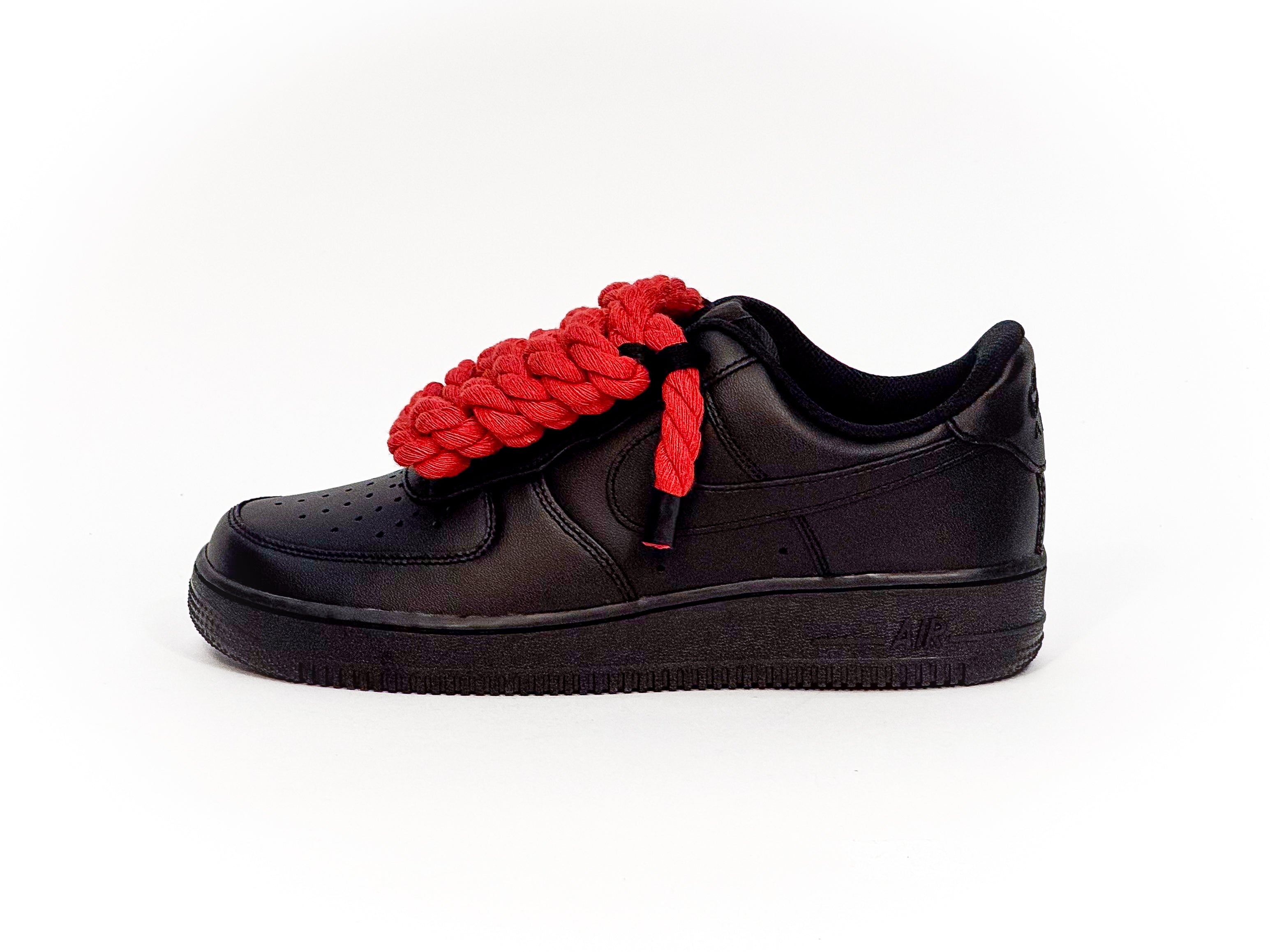 Air Force Black 07 Corda Laces Rossa