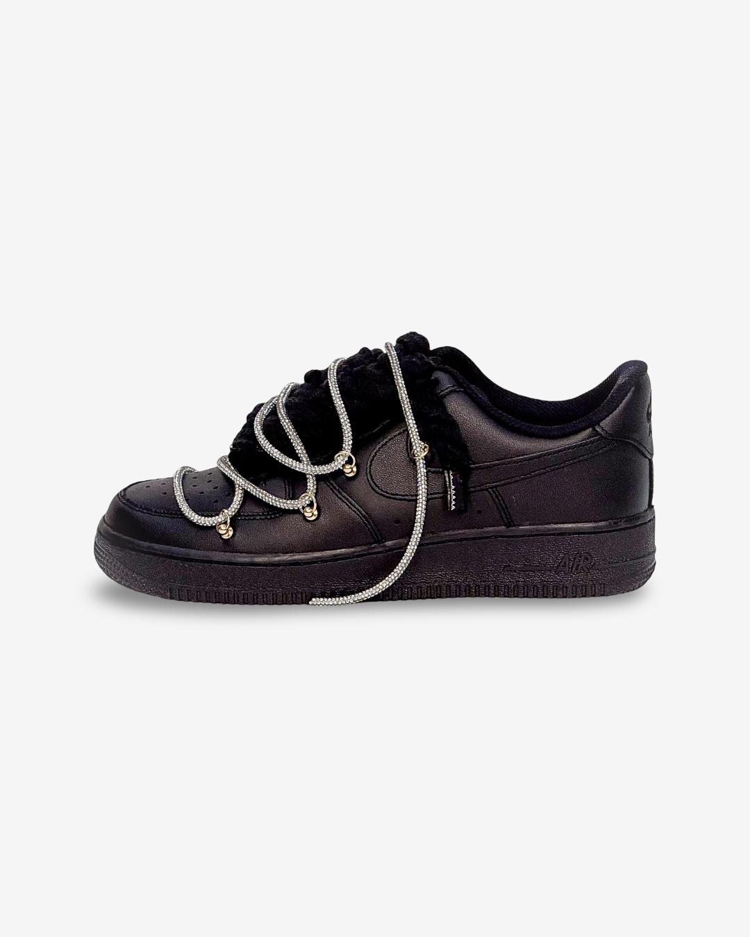 Air Force Black W/SILVER Overlaces