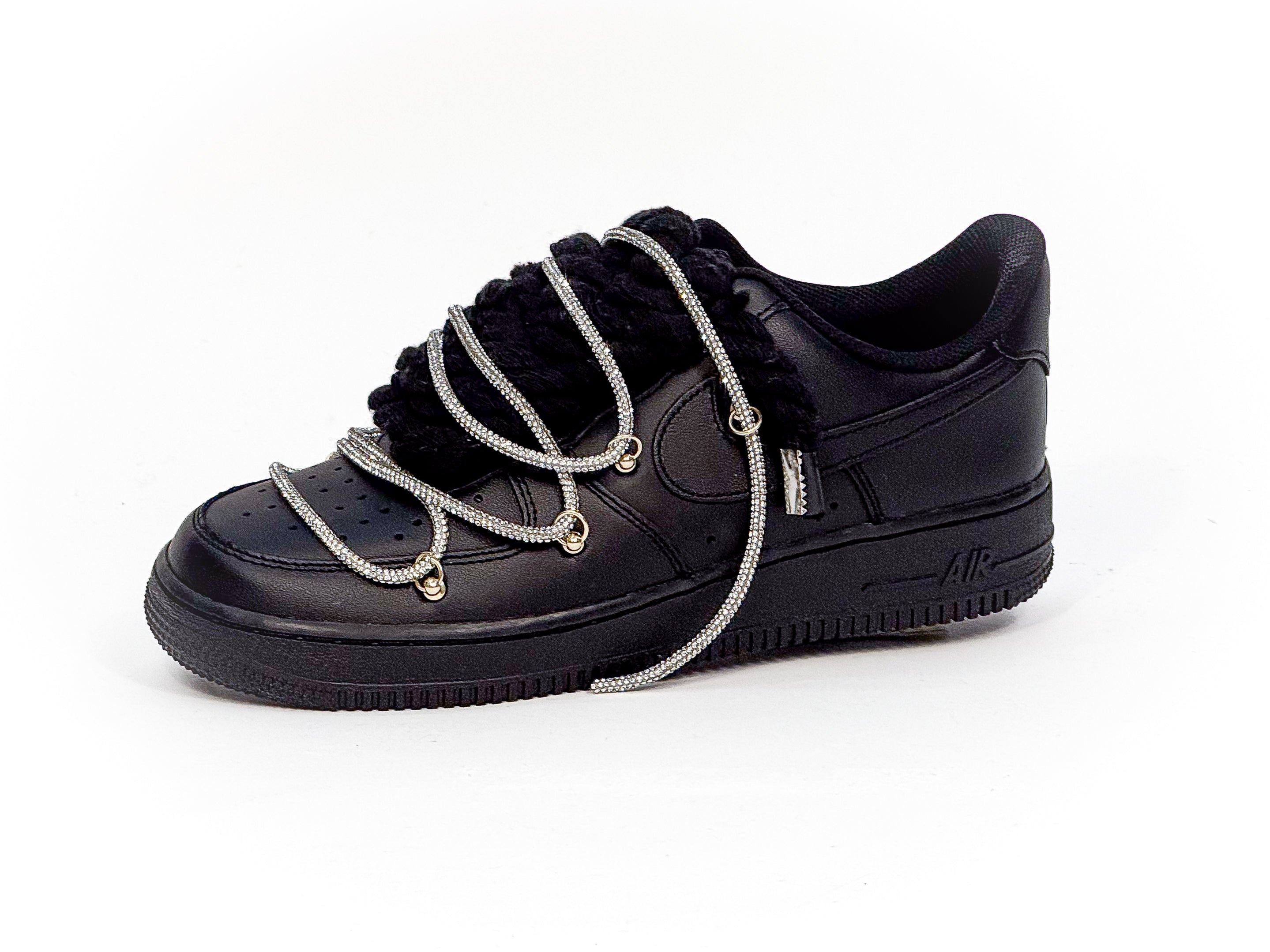 Air Force Black W/Black Glitter Overlaces