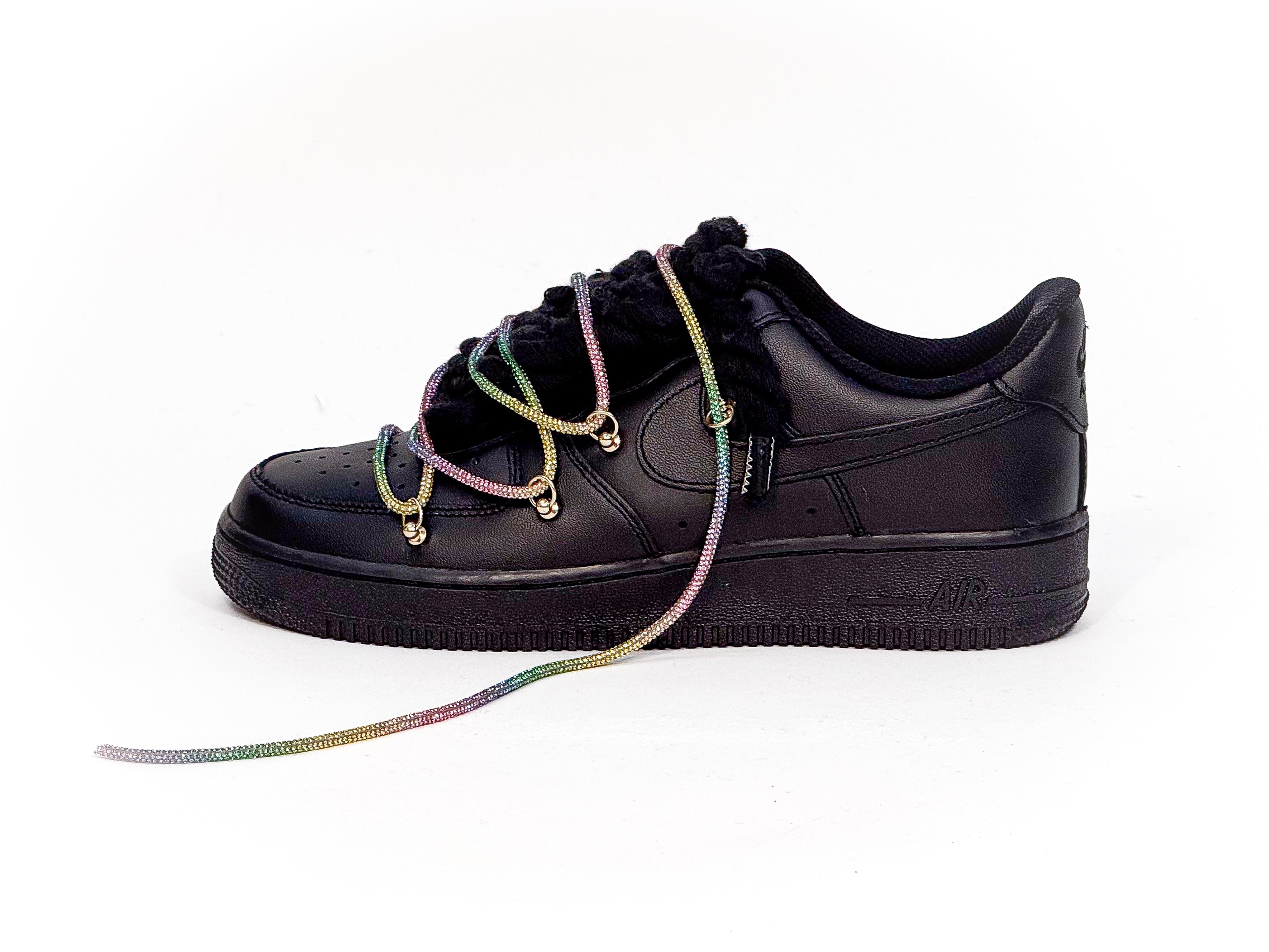 Air Force 1 Corda Laces Black W/Rainbow Overlaces