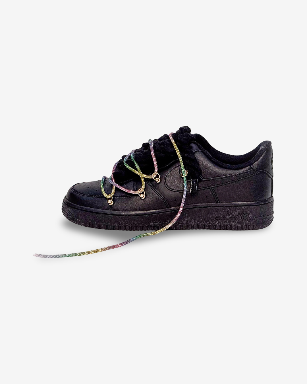 Air Force 1 Corda Laces Black W/Rainbow Overlaces