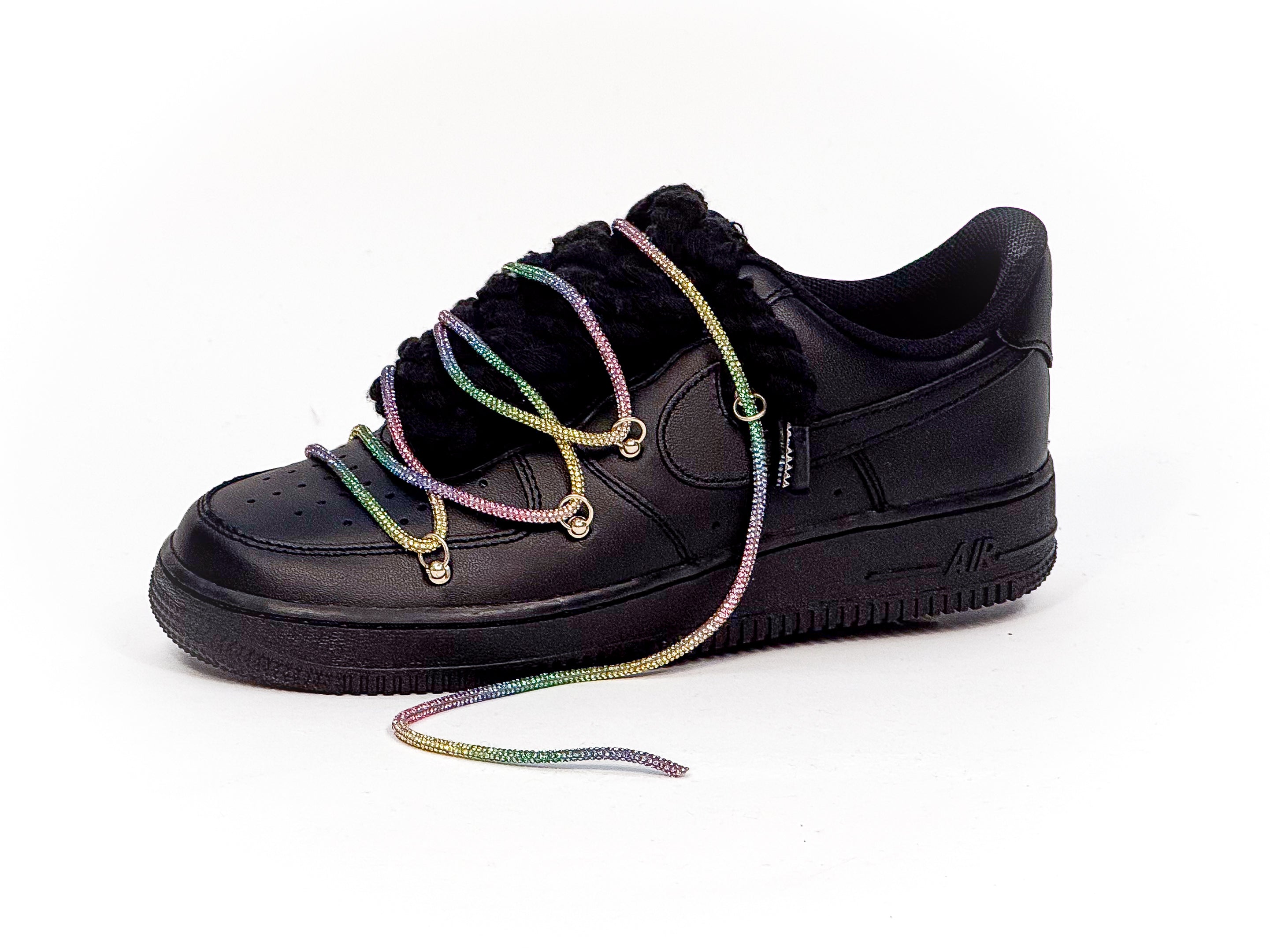 Air Force 1 Corda Laces Black W/Rainbow Overlaces