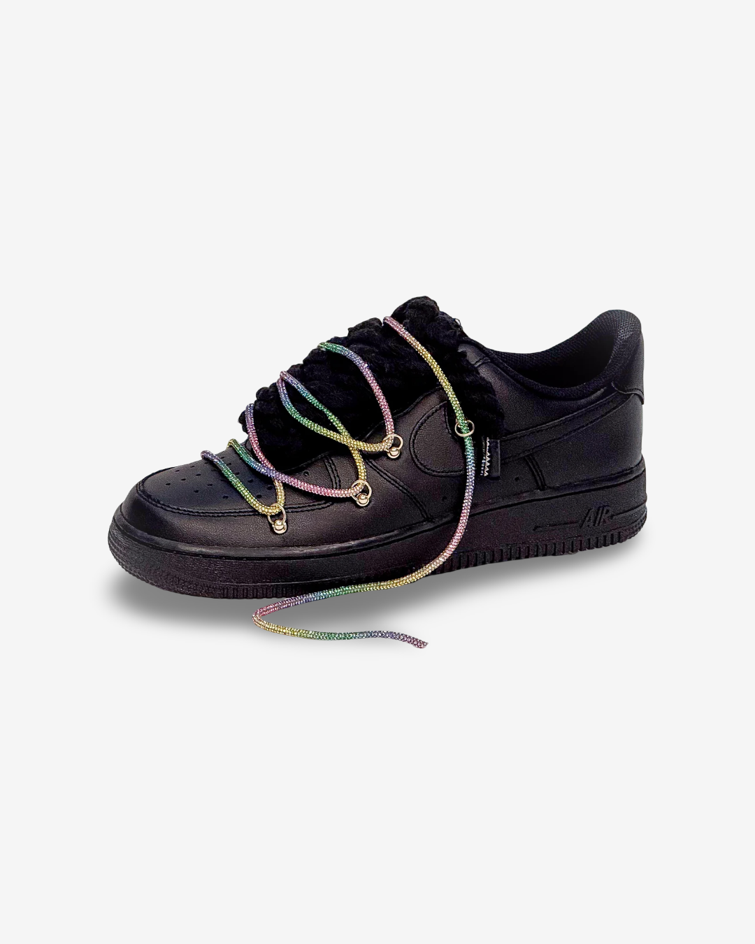 Air Force 1 Corda Laces Black W/Rainbow Overlaces
