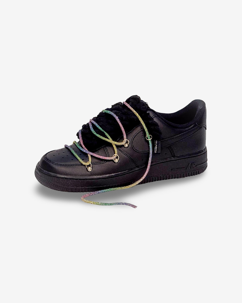 Air Force 1 Corda Laces Black W/Rainbow Overlaces