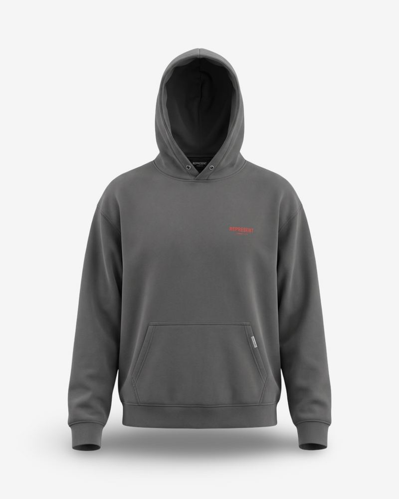 REPRESENT - FELPA CAPPUCCIO GRIGIO/ROSSO