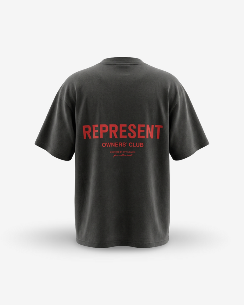 REPRESENT - T-SHIRT GRIGIO/ROSSO